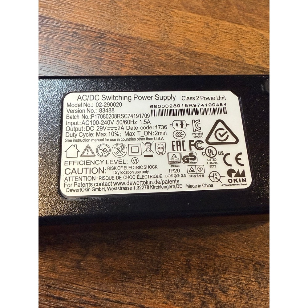 OKIN AC/DC Switching Power Supply 29V for power recliner, power bed.